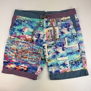 Robert Graham Mens Size 40 x 9" Swim Trunks Mesh Lined Drawstring Vacation